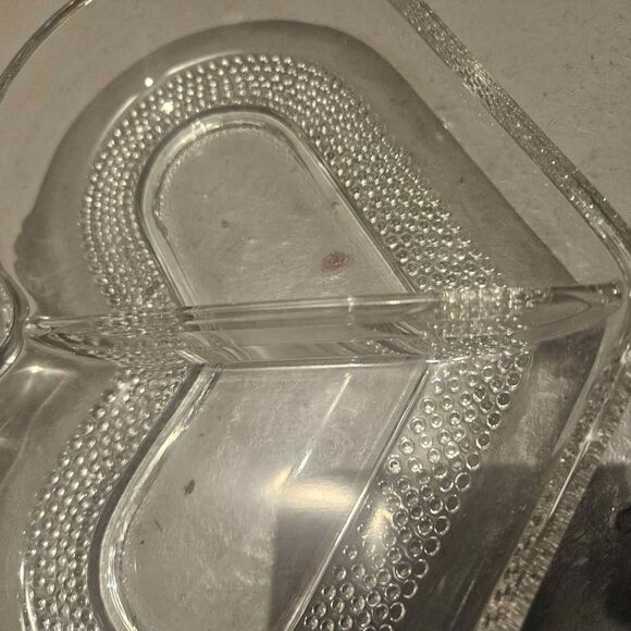 Clear Heart Shaped Divided Glass Dish Duncan and Miller #309 Trinket Dish - Picture 6 of 7